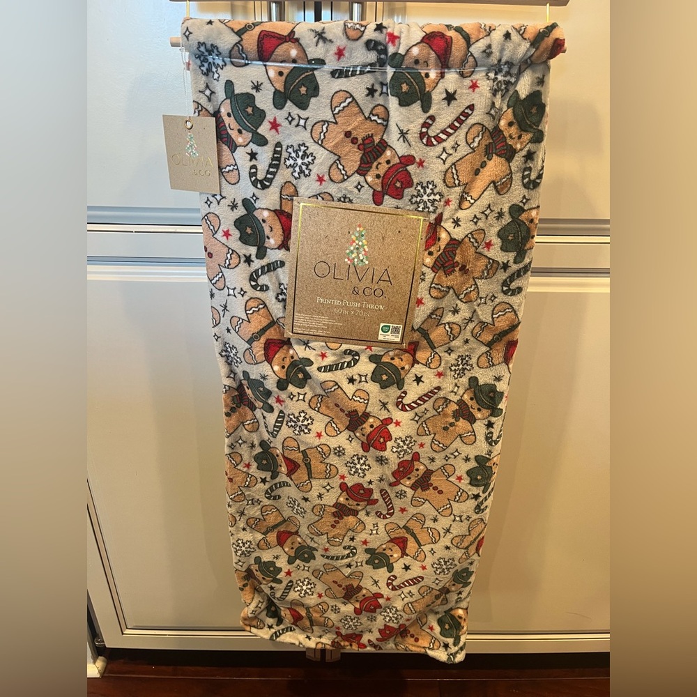 Olivia & Co. Christmas Cowboy Gingerbread Fleece Blanket Throw
